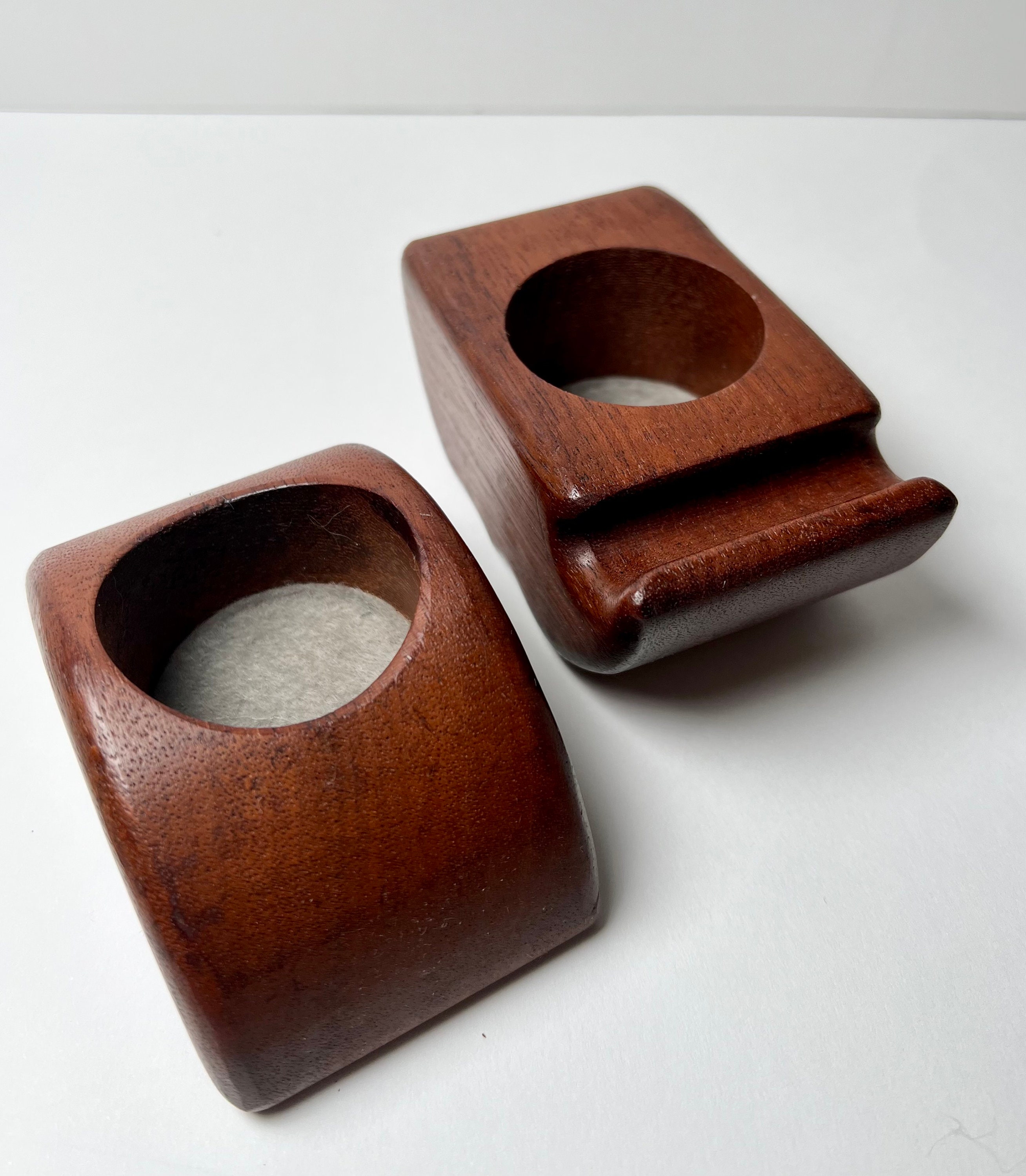 Mid Century Modern Teak Puzzle Candleholders: Danish Style Wood Decor ...