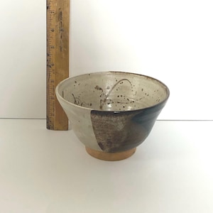 Studio Pottery Bowl Gray Brown Color Block  Neutral Organic Colors