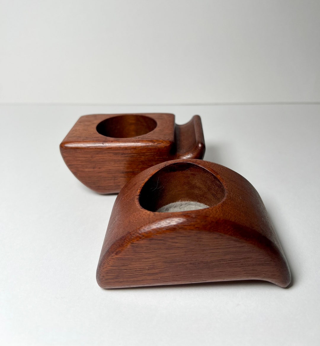Mid Century Modern Teak Puzzle Candleholders: Danish Style Wood Decor ...