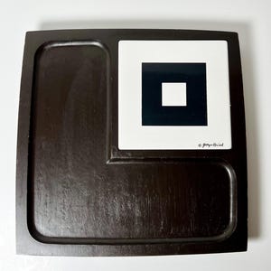 Georges Briard Cheese Board Wood and Tile Vintage Charcuterie  Board Retro Black & White Serving Tray