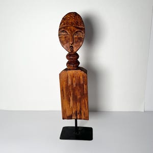 Vintage African Carved Wood Figurine Akuaba Fertility Doll Pimitive Folk Art