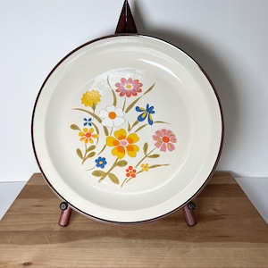 Vintage Platter Spring Flower Kanney Stoneware Japan Round Floral 12 Inches Mid Century