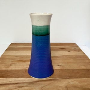 Vintage Studio Pottery Vase: 80s Post Modern Color Block, 9 inch