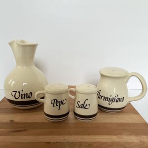 MCCoy Pottery Serving Set Wine Parmesan Salt and Pepper Vino Carafe