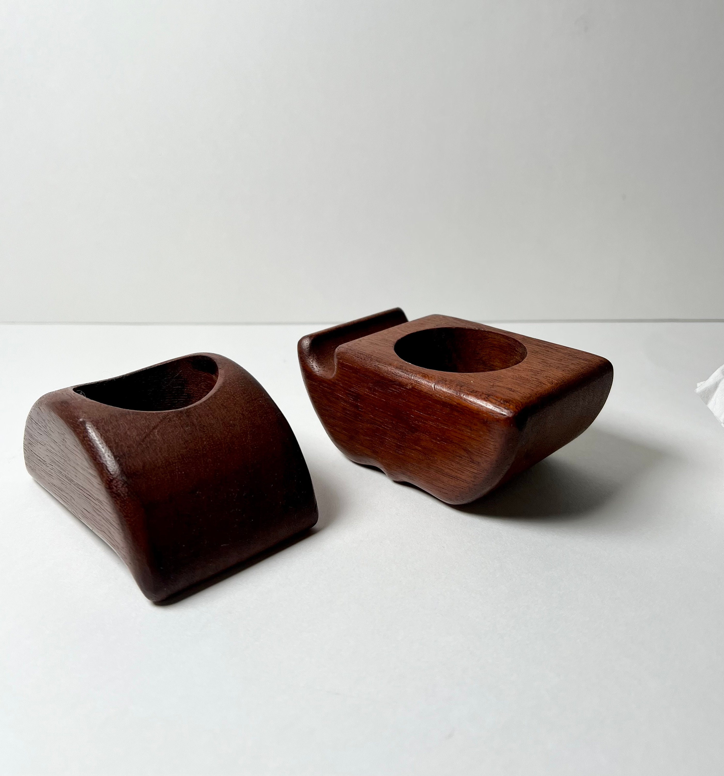 Mid Century Modern Teak Puzzle Candleholders: Danish Style Wood Decor ...