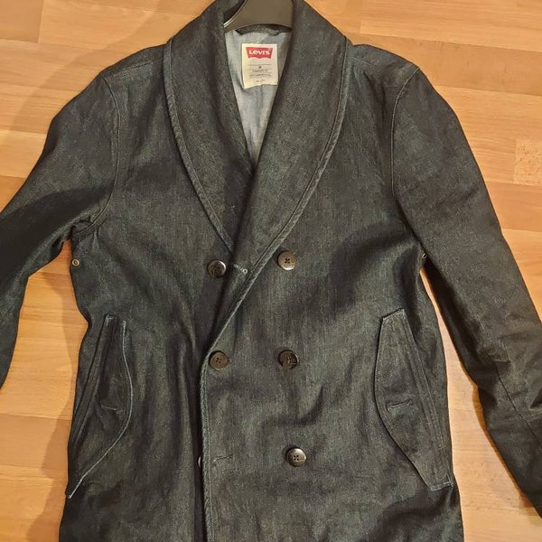 Veste en jean Levi es Peacoat, finition brossée.