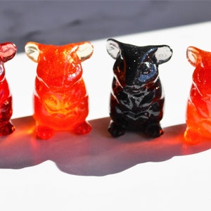 Crystl Creatures - Fire + Coal Mouster by Unicorn Crossing hamster resin figurine cute mouse handmade gift pocket token