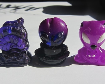 Heleboel 3 faux gekke botten paarse hars buitenaardse slang kanga java handgemaakt gogos speelgoed