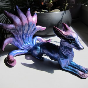 Aurora Ninetailed Fox - handmade resin ninetails figure large ninetales color change metallic purple blue cyan