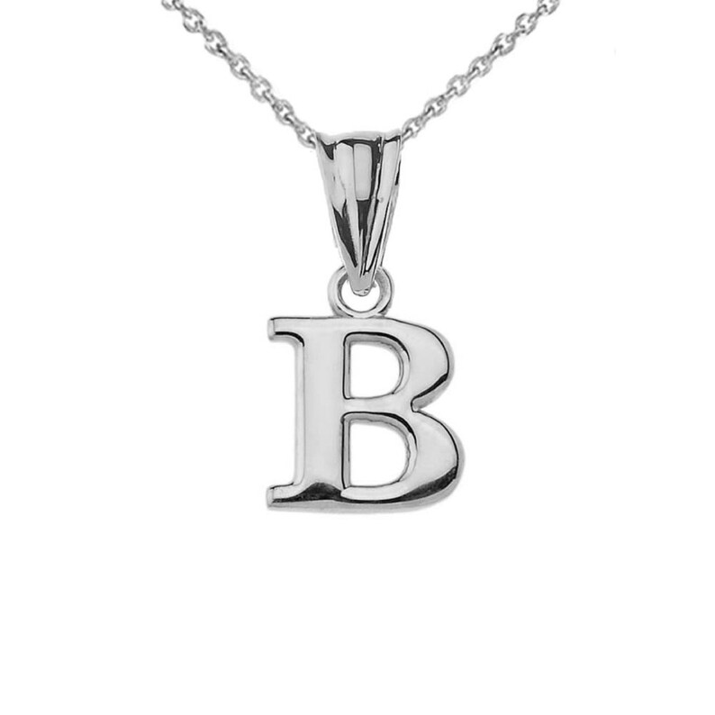 White Gold Letter Pendant Personalized Pendant Gold Etsy
