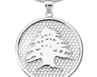 925 Sterling Silver Lebanese Cedar Tree Engravable Oval Pendant Necklace 925 Sterling Silver Lebanese Cedar Tree Engravable Oval Pendant Necklace
