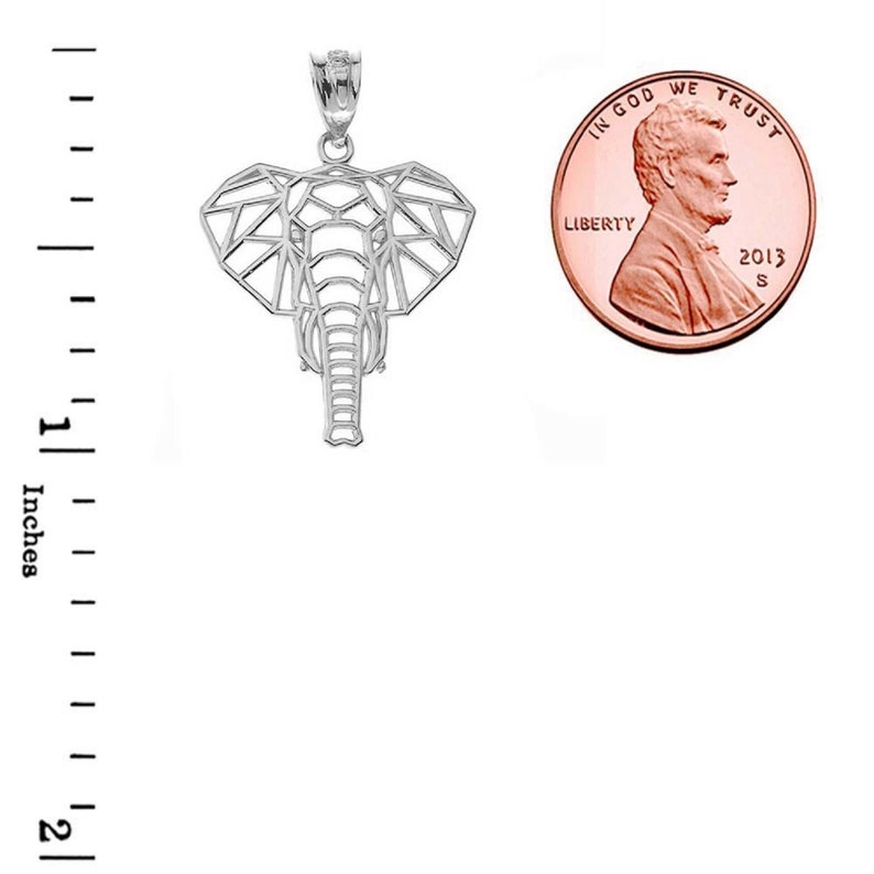 Origami Elephant Pendant Necklace in White Gold \u2022 White Gold Elephant Pendant \u2022 Elephant Pendant Necklace \u2022 Origami White Gold Pendant