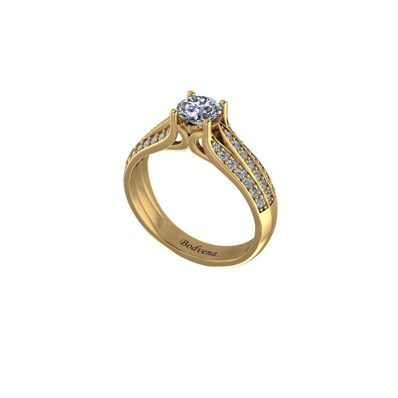 Unisex Ring Yellow Gold 14K Gold Cubic Zirconia Bodvena Ring Diamond Gift Luxury Ring CZ Ring Womens Ring Diamond Ring