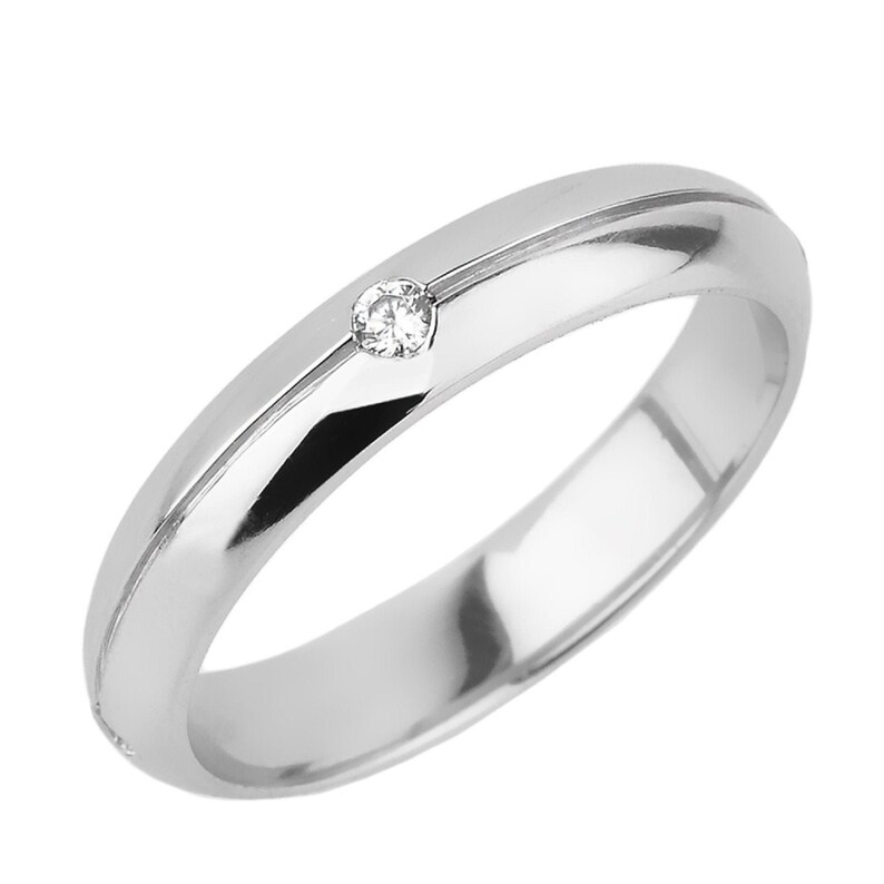 Anniversary Gift Silver Diamond Wedding Band Silver Band Engagement Band Silver Diamond Band Diamond Band Proposal Band Promise Band