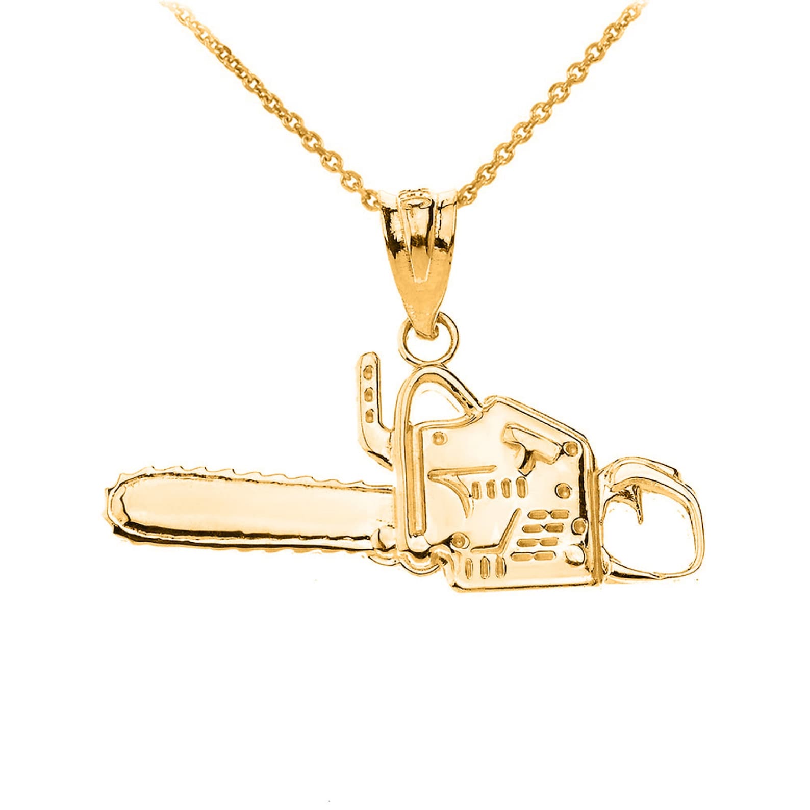 Chainsaw Pendant Yellow Gold Gold Chainsaw Timber Chainsaw Etsy