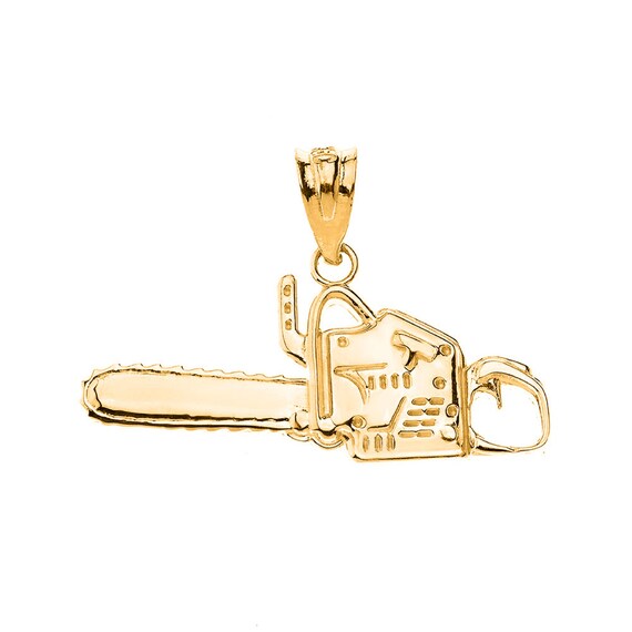Chainsaw Pendant Yellow Gold Timber Charm Gift Saw - Gold Chainsaw Pendant Chainsaw Pendant Yellow Gold Timber Charm Gift Saw - Gold Chainsaw Pendant