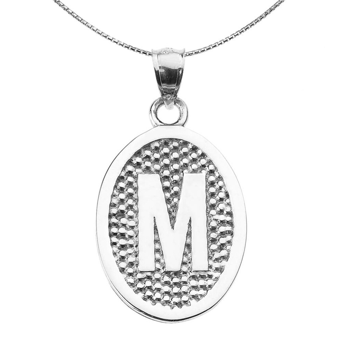 Sterling Silver Pendant Initial M Engravable Oval Oval Etsy