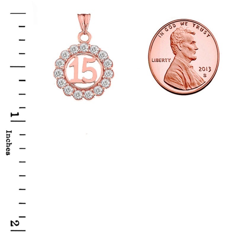 Quinceanera Pendant Cubic Zirconia Pendant Sweet 15 Rose Gold Pendant Rose Gold Quinceanera Surprise Gift For Daughter Gift For Her