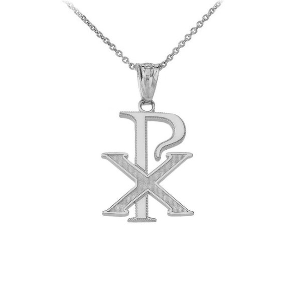 Symbol Necklace Chi Rho In Silver Pendant - Chi Rho Pendant Symbol Necklace Chi Rho In Silver Pendant - Chi Rho Pendant