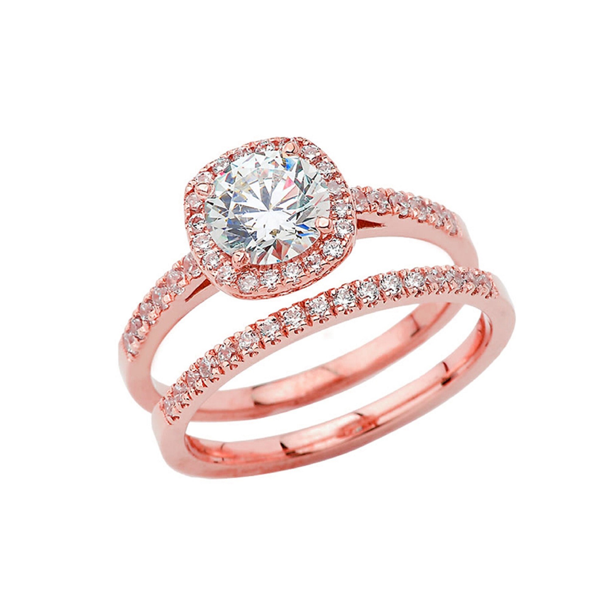 Rose Gold Engagement Ring Women Ring Engagement Set Ring | Etsy