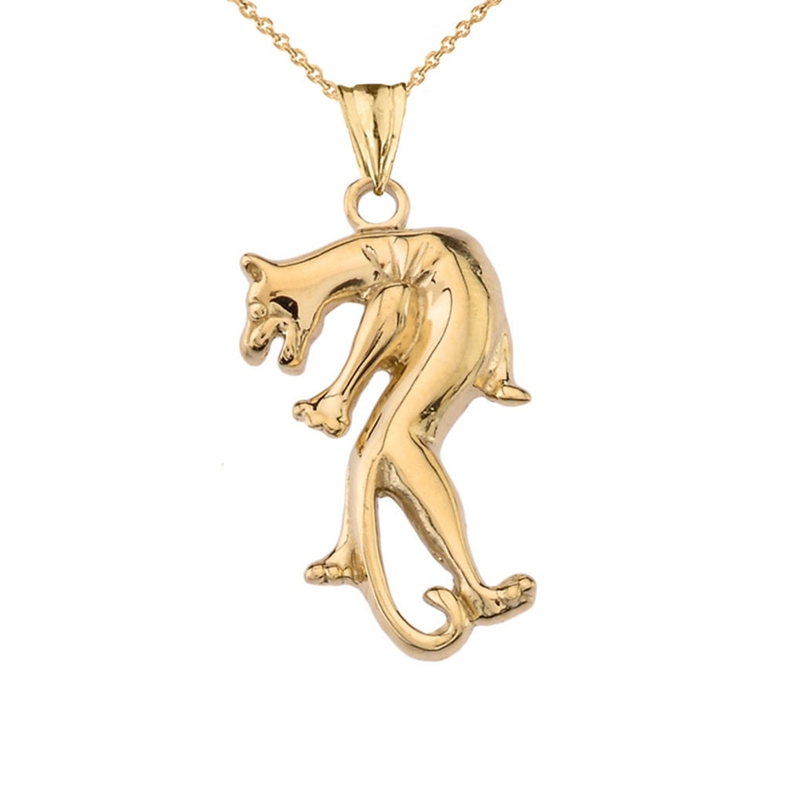 Yellow Gold Pendant Panther Pendant Necklace Panther Lover Etsy