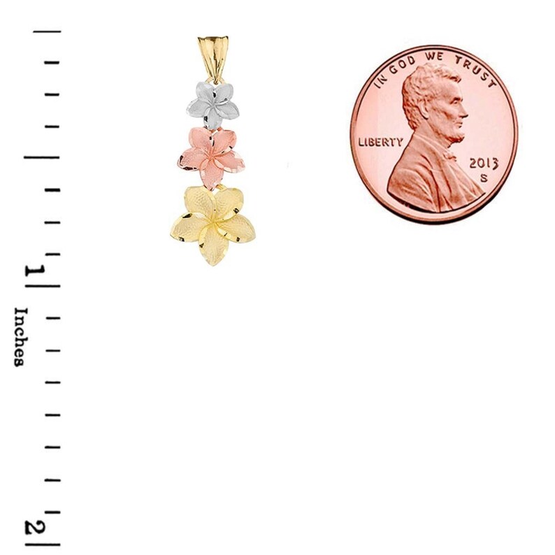 Birthday Gift Tri Color Gold Gold Pendant Tri Color Flower Cute Pendant Gift For Her Flower Pendant Pendant Necklace Floral Pendant