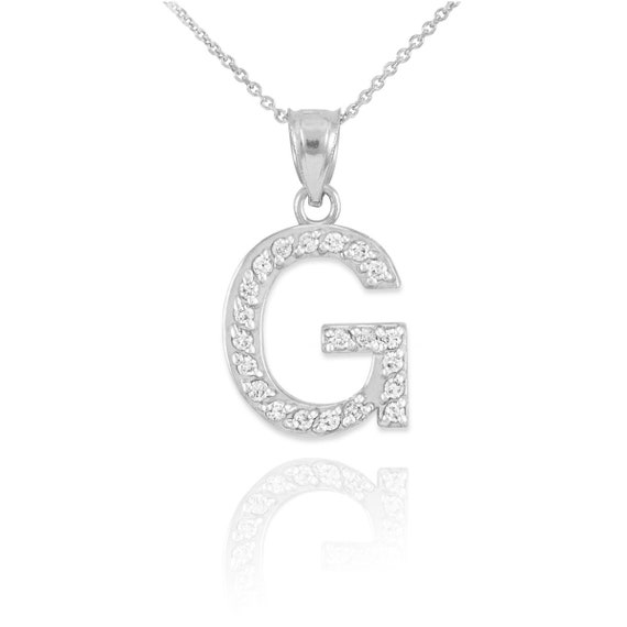 Sterling Silver Pendant Letter G G Initial CZ Initial CZ | Etsy
