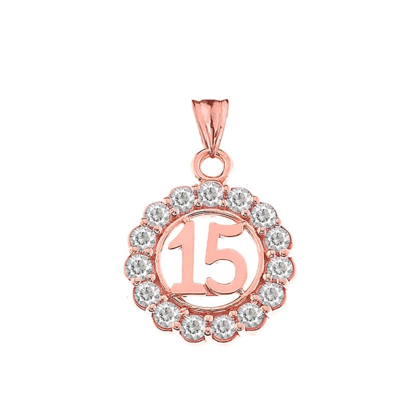 Quinceanera Pendant Cubic Zirconia Pendant Sweet 15 Rose Gold Pendant Rose Gold Quinceanera Surprise Gift For Daughter Gift For Her