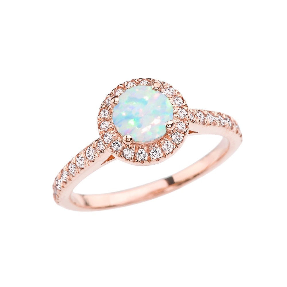 Rose Gold Ring Opal and Diamond Opal Ring Diamond Ring | Etsy