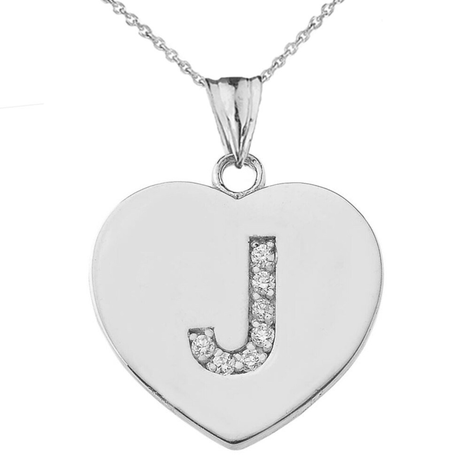Sterling Silver Pendant CZ Pendant Initial J J Pendant Etsy