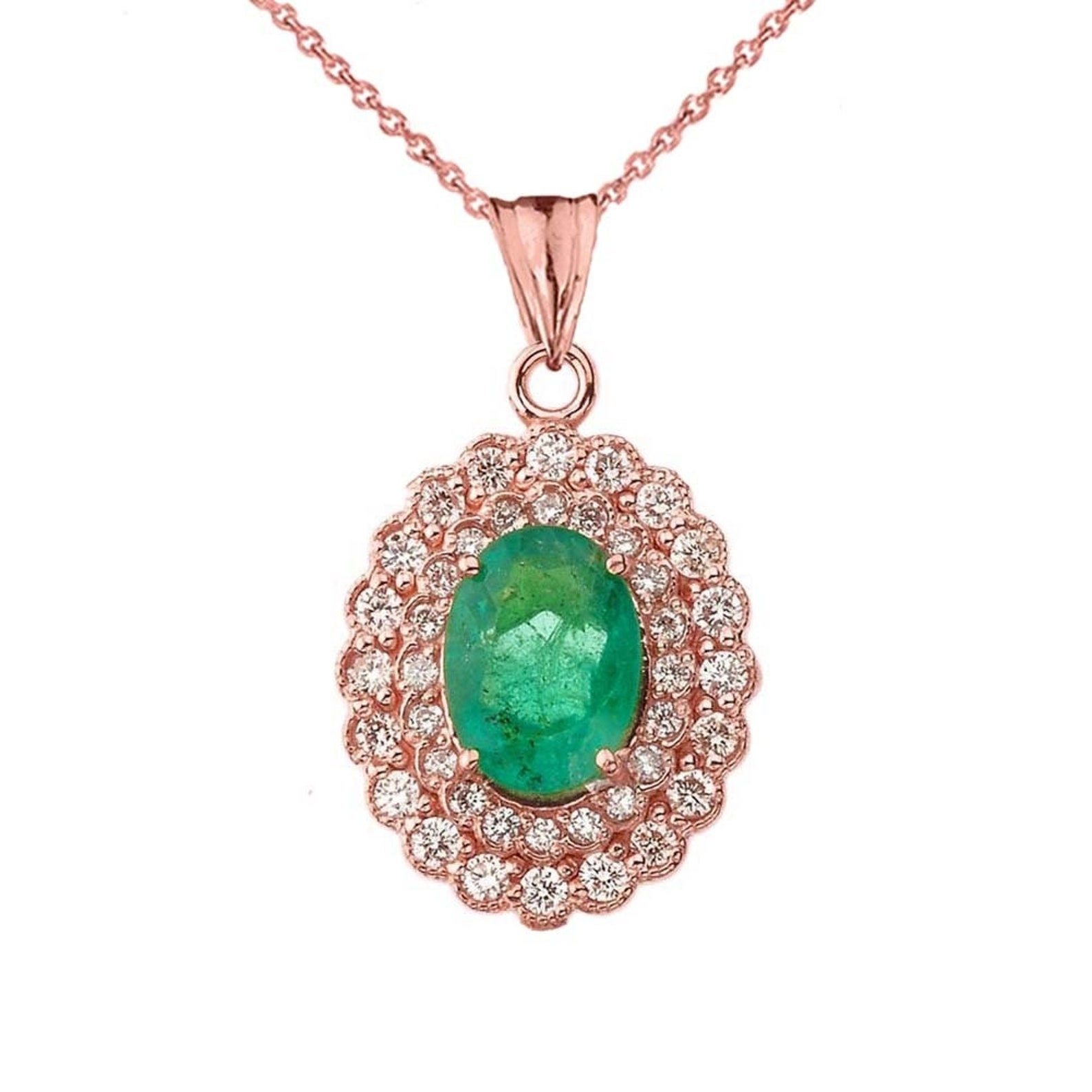 Rose gold emerald pendant Clearance