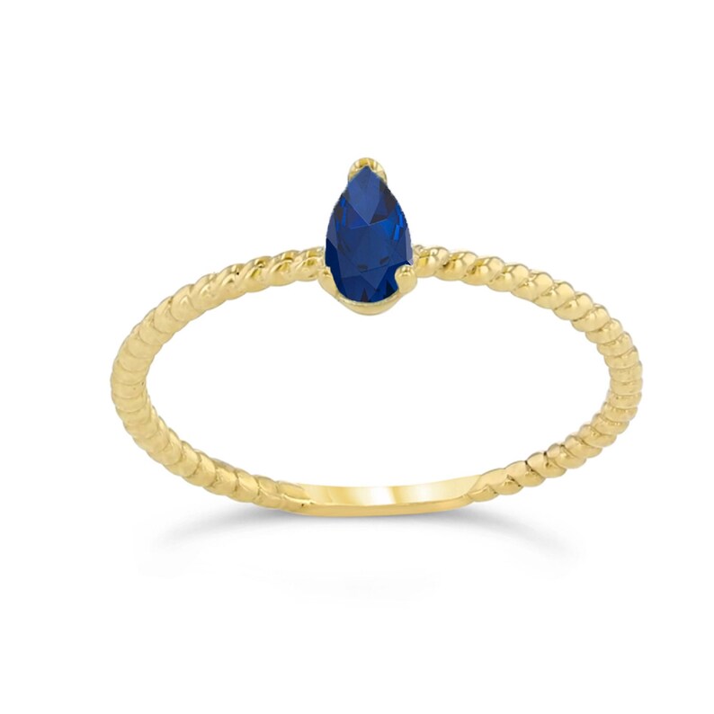 Sapphire Ring Dainty Sapphire Gift For Her Women Ring Dainty Rope Ring Genuine Sapphire Dainty Ring Yellow Gold Ring Yellow Gold