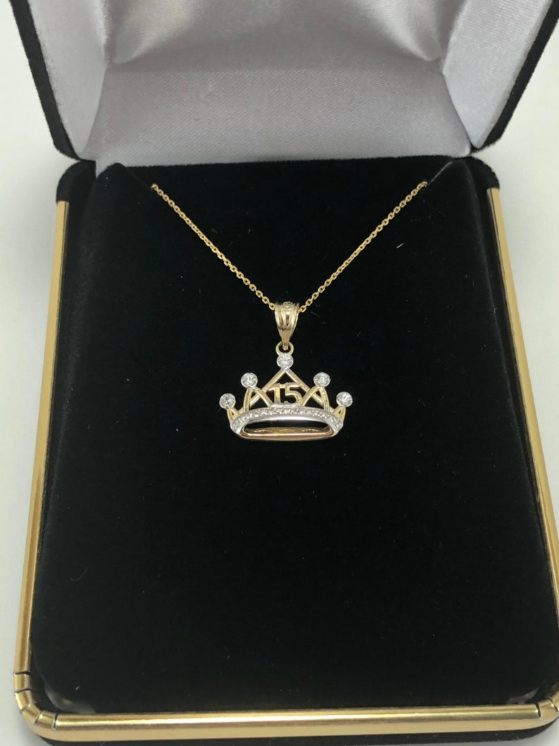 Sweet 15 Años Quinceanera Crown Pendant Necklace With Cubic Etsy