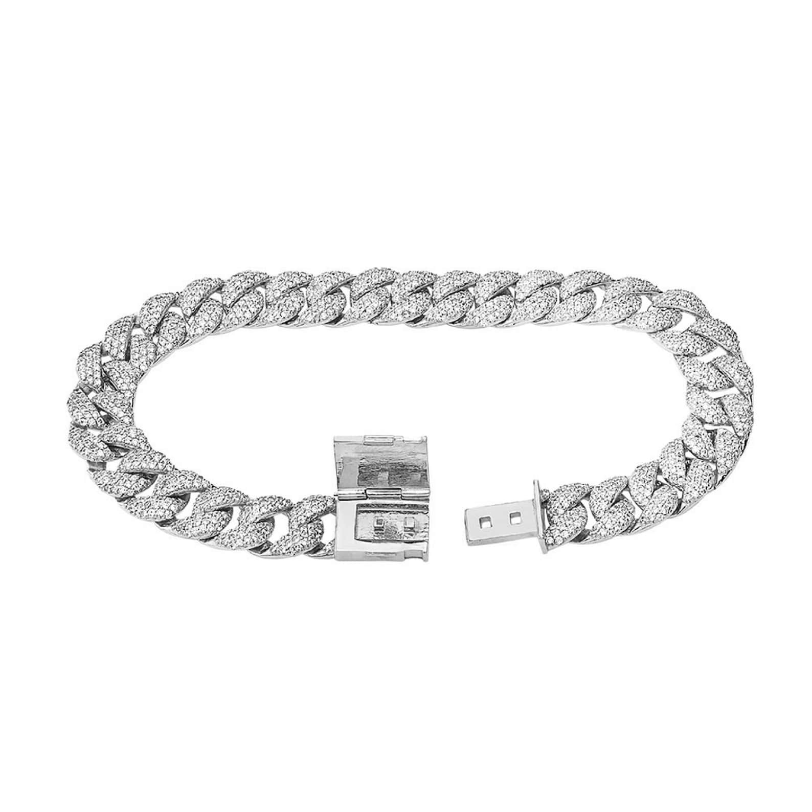 White gold diamond cuban link bracelet Clearance
