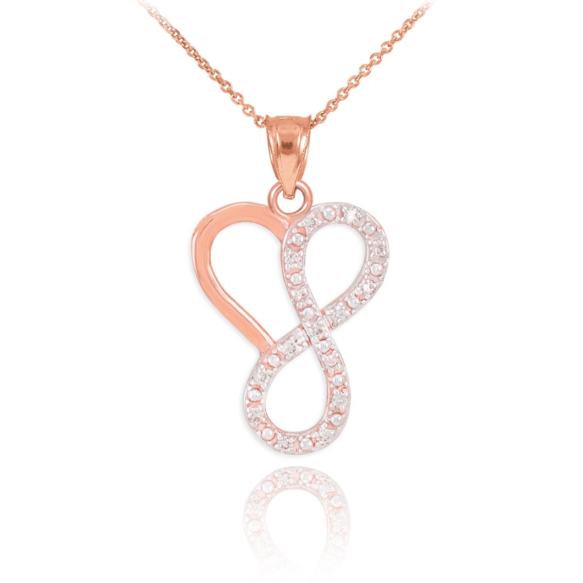 14k Rose Gold Infinity Heart Pendant Necklace Etsy