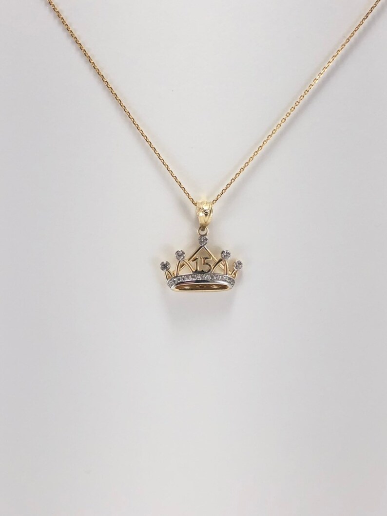 Sweet 15 Años Quinceanera Crown Pendant Necklace With Cubic Etsy
