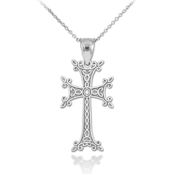 Sterling Silver Armenian Cross Pendant Necklace Armenian | Etsy