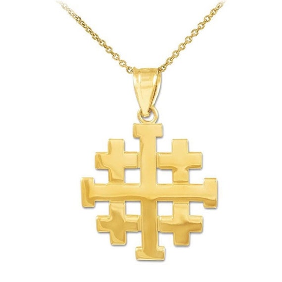 Polished Gold Jerum Crusaders Cross Pendant - Crusader Cross Pendant Polished Gold Jerum Crusaders Cross Pendant - Crusader Cross Pendant
