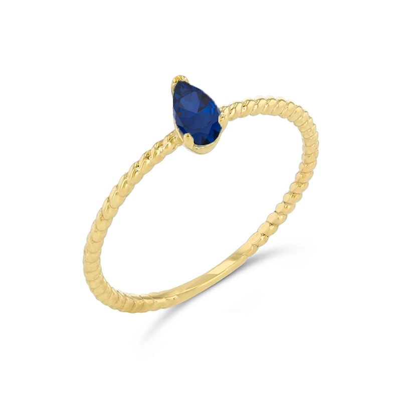 Sapphire Ring Dainty Sapphire Gift For Her Women Ring Dainty Rope Ring Genuine Sapphire Dainty Ring Yellow Gold Ring Yellow Gold