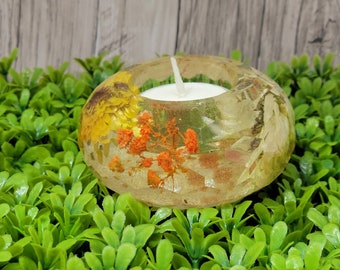 Flower candle holder, Floral candle holder, tealight holder, birthday gift for her, housewarming gift, Mother's day gift, small candleholder
