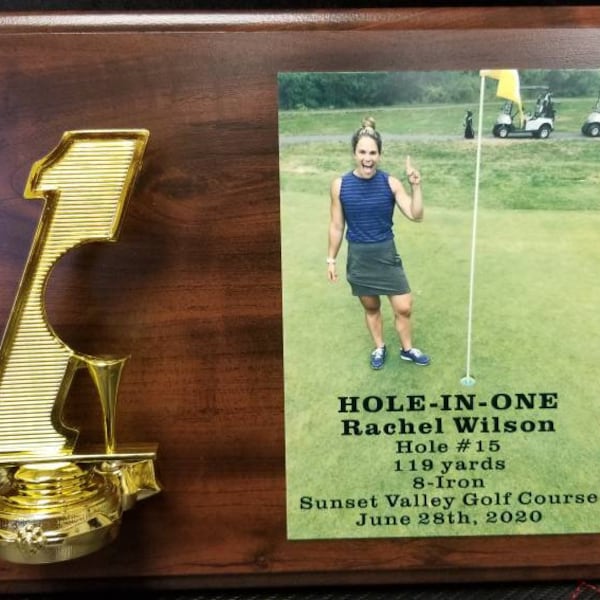 9x12 hole in one solid walnut plaque