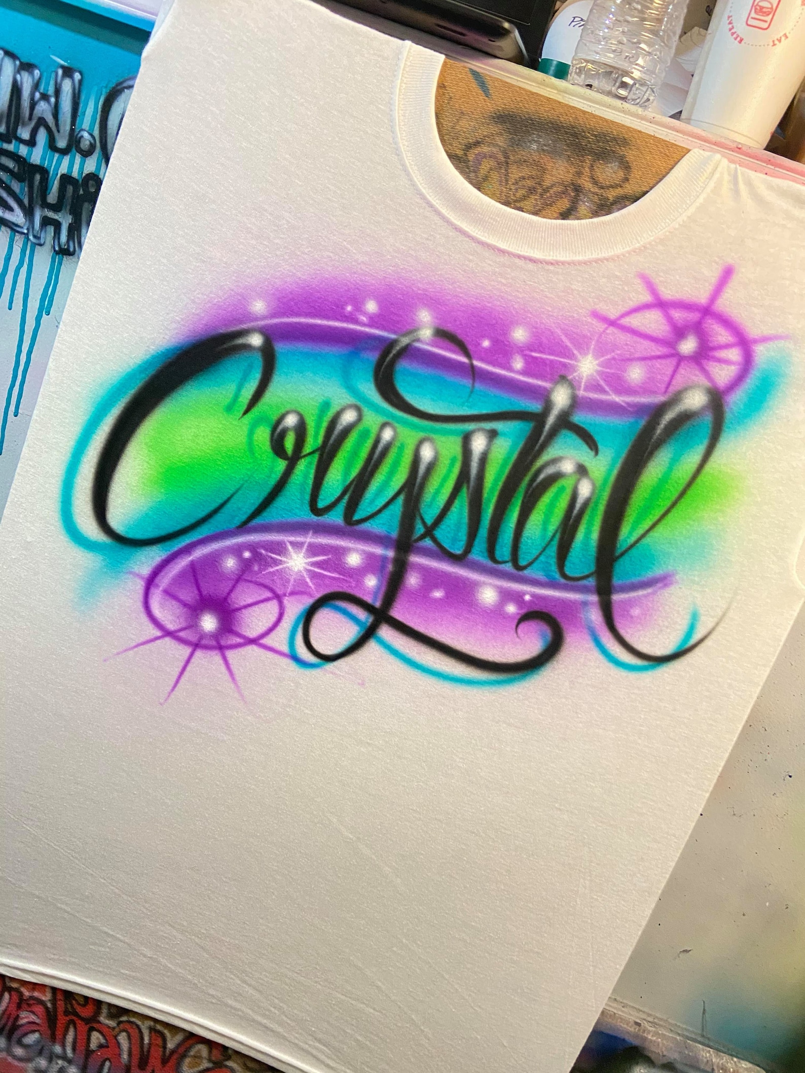 Airbrushed Script Name TShirt Calligraphy Tshirt Etsy