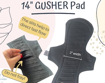 Extra Heavy Fast Menstrual Flow 14" Reusable Sanitary Gusher Pad Zero Waste Period Self Care