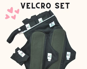 9 pcs Set with Hook and Loop tape - Black Reusable cloth sanitary towels pads napkins| Eco friendly| Zero waste| Self-care gifts for her.