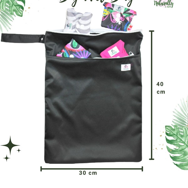 Wet Bag 30 cm x 40 cm für Baby-Windeln |wiederverwendbare Stoffbinden Handtücher| Gesichtsmasken eco Zero Waste - Doppeltaschen