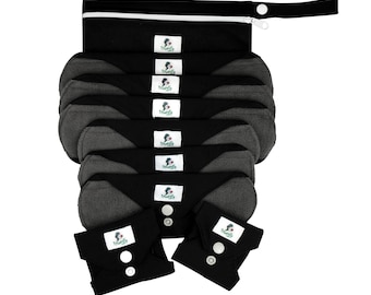 9 pcs Starter Set - Black Reusable cloth sanitary menstrual towels pads napkins | Gift for her| Self-care - CHOOSE Sizes combination