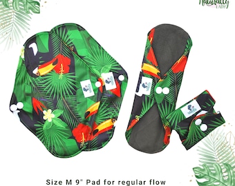 4 Pcs Set M 9” - Reusable washable cloth period sanitary pads napkins towels - Regular Flow | Incontinence | Gift for her