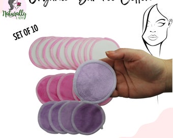 Set of Reusable Organic Bamboo Cotton Makeup pads double sided | Eco friendly and Zero Waste | Gifts for her | Self care