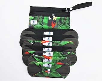 8pcs Set - Toucan Reusable washable cloth menstrual sanitary towels pads napkins - Eco friendly | zero waste| self-care