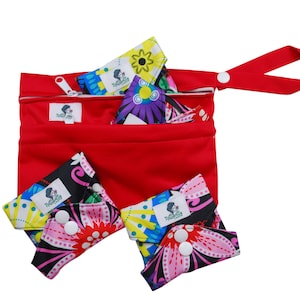 Sac étanche à double poche pour serviettes hygiéniques lavables réutilisables